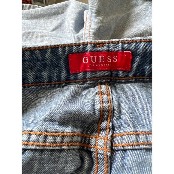 GUESS? Jean High Rise Blue Jean Shorts Embroidered Roses Size 26 - Picture 5 of 7